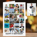 Tarjeta Any Age Birthday Photo Collage 22 Pictures Jumbo<br><div class="desc">Celebrate a BIG birthday (or any event) with BIG memories on a BIG photo collage greeting card with 21 easy-to-upload photos on the front and one inside! Personalize with your custom text or greeting and well wishes inside and out as all text is editable. PHOTO TIP: For fastest/best results, choose...</div>