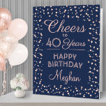 Tarjeta ANY Birthday Cheers Navy Blue & Pink Glitter Giant<br><div class="desc">Go big with your happy birthday wishes! This navy blue, blush pink and rose gold extra large card is an extra special way to say it in style. Plus, there's plenty of room for friends and family to sign the inside. Design features customizable script calligraphy "Cheers to 40 Years" and...</div>