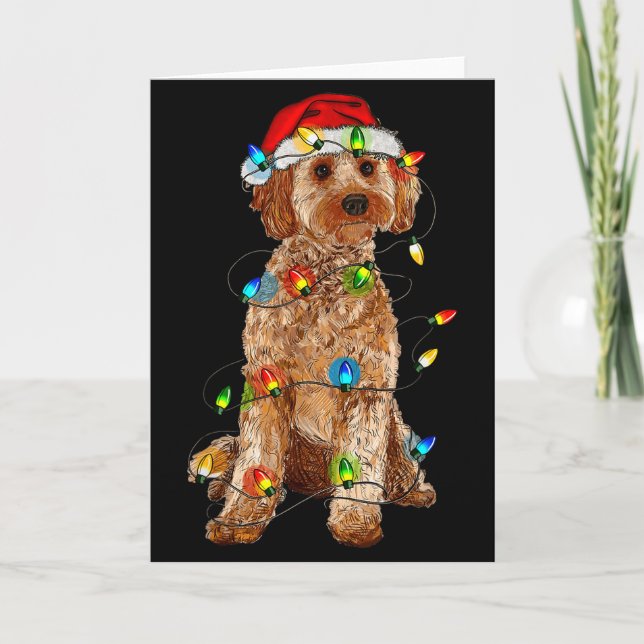 Tarjeta Ao Christmas Tree Light Pajama Dog Lover Xmas Funn (Anverso)