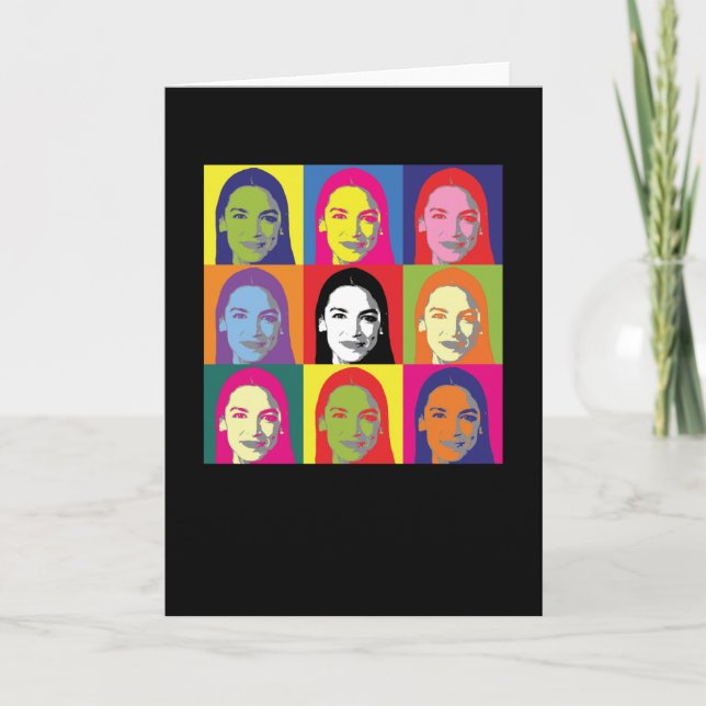 Tarjeta AOC Alexandria Ocasio-Cortez Arte pop retro (Anverso)