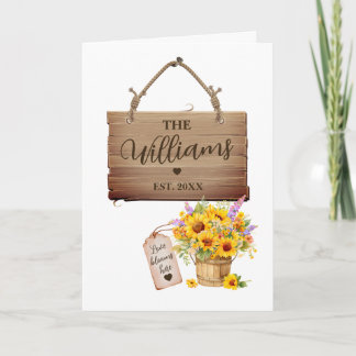Tarjeta Apellido personalizado y año de boda Atardecer rús