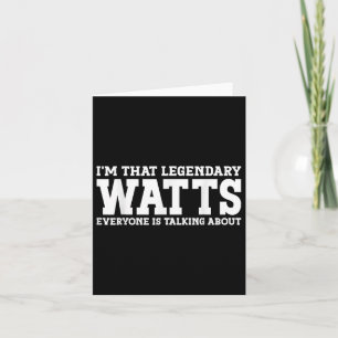 Tarjeta Apellido Watts Divertido Equipo Familia Apellido W