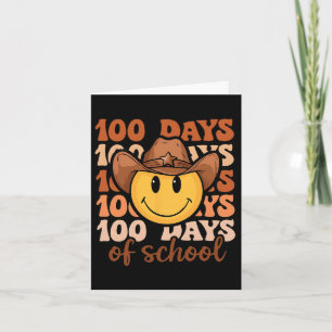 Tarjeta Apenas 100 Días De Sonrisa De Vaquero Retro Escola