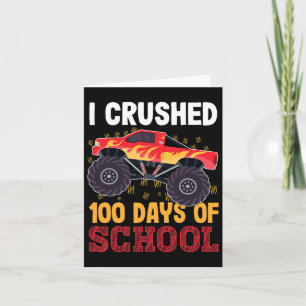 Tarjeta Aplastado 100 Días De Escuela Monster Truck Niños 