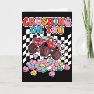 Tarjeta Aplastando en ti Monster Truck San Valentín Retro 