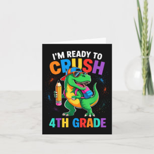 Tarjeta Aplastar Camisetas de 4º Grado para niños Dinosaur