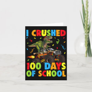 Tarjeta Aplasté 100 Días De Dinosaurio Gracioso En La Escu