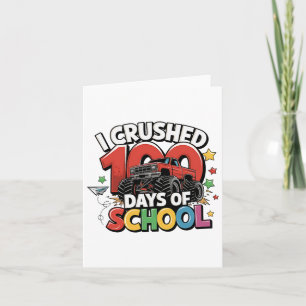 Tarjeta Aplasté 100 Días De Escuela - Camión De Monstruo D