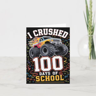Tarjeta Aplasté 100 Días De Monstruo Escolar Camión 100 D