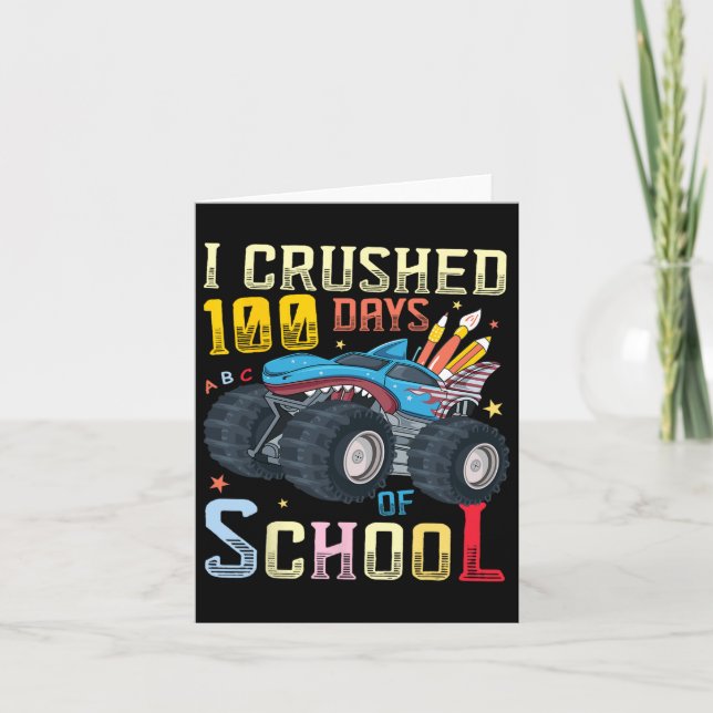 Tarjeta Aplasté 100 Días De Monstruo Escolar Feliz 1 (Anverso)