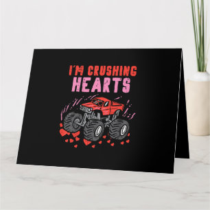 Tarjeta Aplasto Corazones Camión Monstruo Niños Valentin