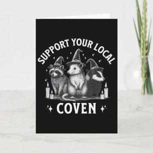 Tarjeta Apoya a tu coven local Mapache Zarigüeya Mofeta Ha