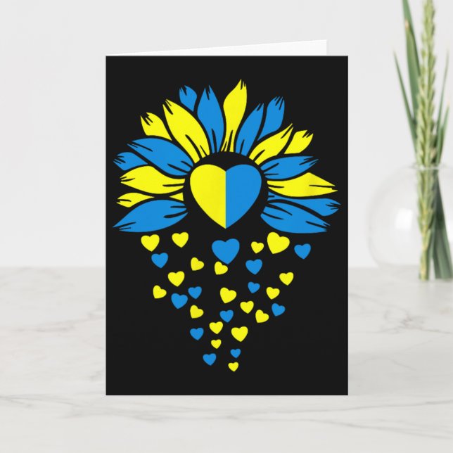 Tarjeta Apoya al Corazón de Girasol de Ucrania (Anverso)