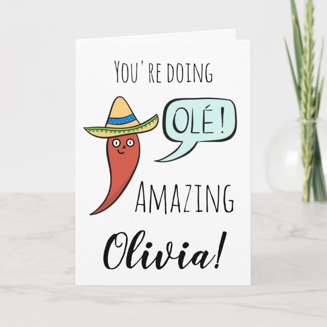 Tarjeta Apoya con un Chili Divertido y Lindo (Anverso)