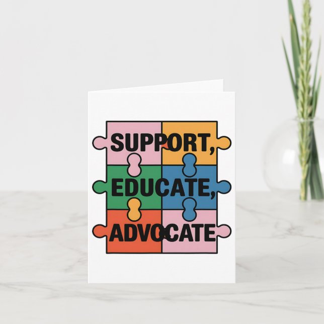 Tarjeta Apoyar educar a la defensa de rompecabezas El auti (Anverso)