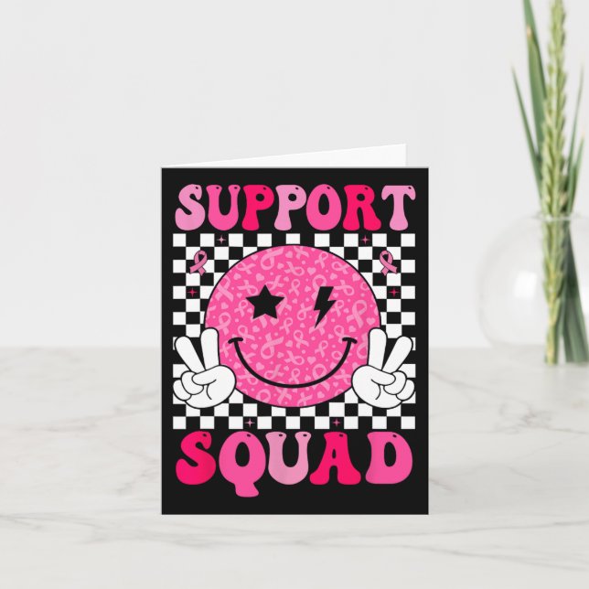 Tarjeta Apoyar la sonrisa de cinta rosada Squad Face Mama  (Anverso)