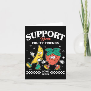 Tarjeta Apoye a tus amigos de la fruta Ama a Win Strawberr
