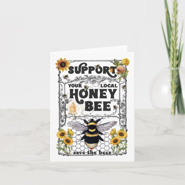 Tarjeta Apoye su Honey Bee_ Earth Day _ Salve (Anverso)