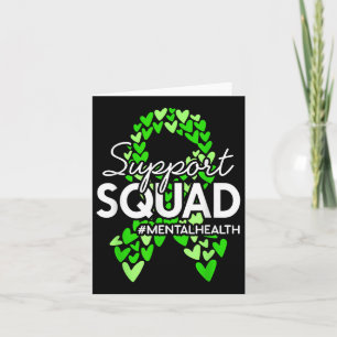 Tarjeta Apoyo a Squad Mental Health Awareness Green Hearts