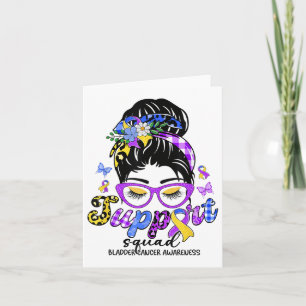 Tarjeta Apoyo a Squad Messy Bun Leopard Bladder Cancer Awa