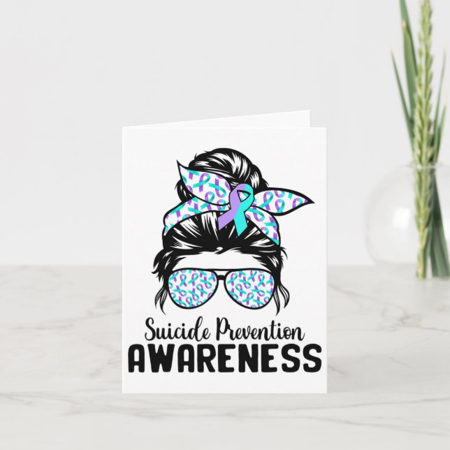Tarjeta Apoyo a Squad Messy Bun Suicide Prevención Awarene (Anverso)