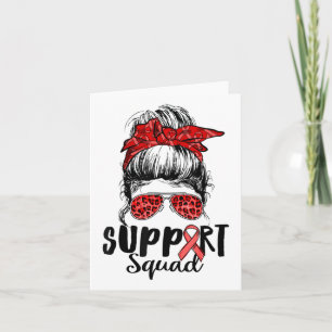 Tarjeta Apoyo a Squad Messy Bun Warrior Heart Disease Awar