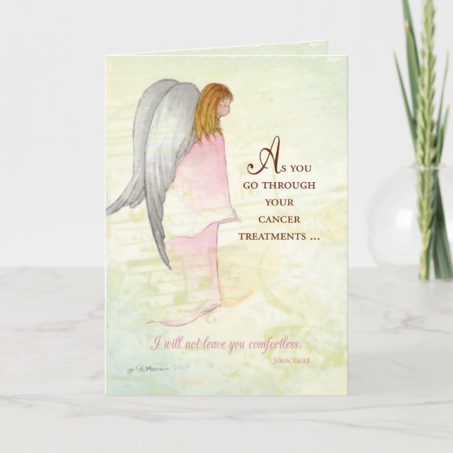 Tarjeta Apoyo al cáncer, ángel religioso (Anverso)