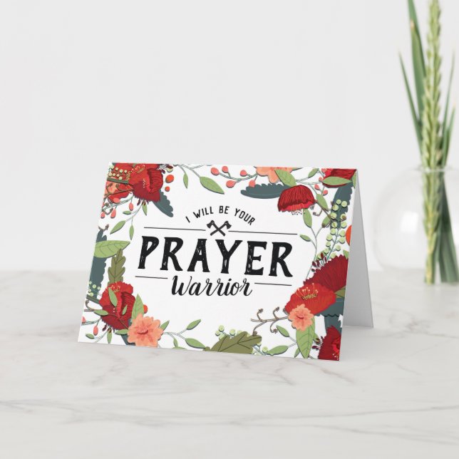 Tarjeta Apoyo al cáncer, religioso, soy tu guerrero de la  (Anverso)