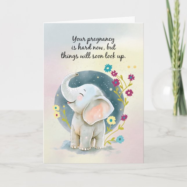 Tarjeta Apoyo al embarazo y estímulo a un elefante limpio (Anverso)