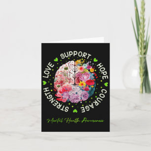 Tarjeta Apoyo Motivacional Floral Cerebro Salud Mental Con