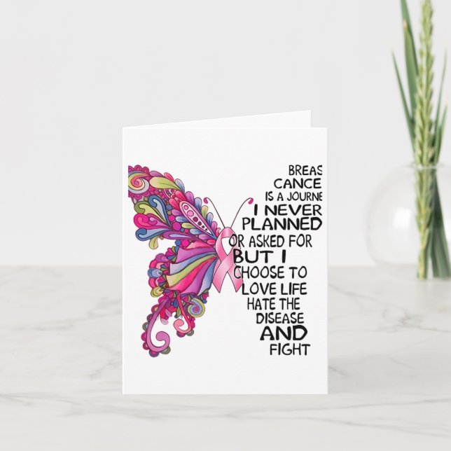 Tarjeta Apoyo rosado a una mujer fuerte con cáncer de mama (Anverso)