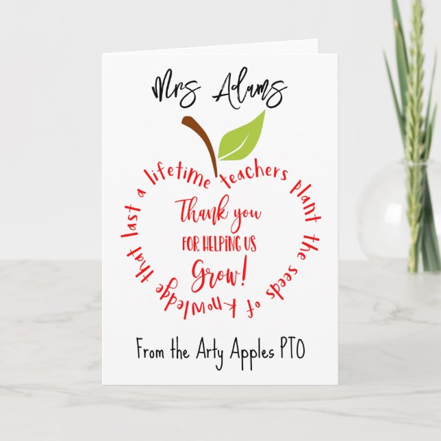 Tarjeta Apple agradece por ayudarnos a crecer profesor (Anverso)