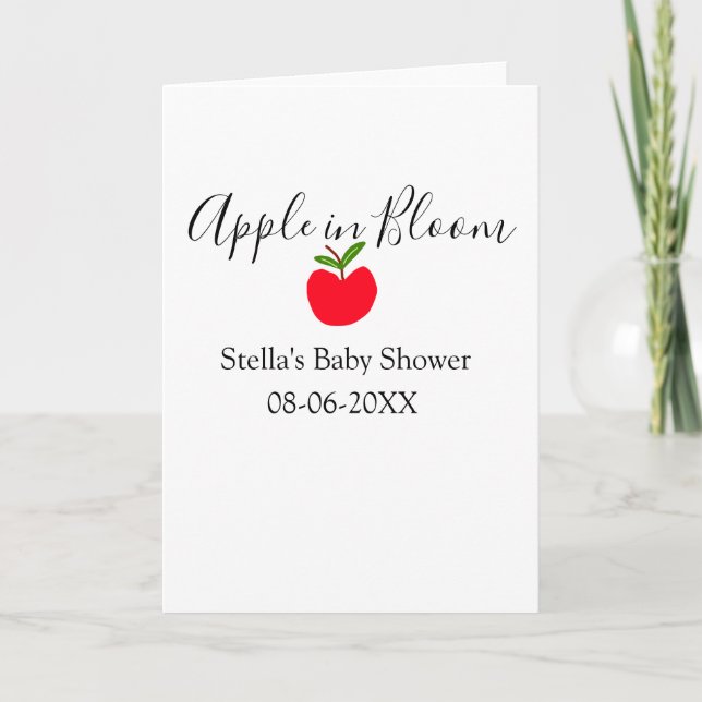 Tarjeta Apple in bloom baby shower red apple name date  (Anverso)
