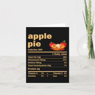 Tarjeta Apple Pie Nutrition Hechos Divertido Día de Acción