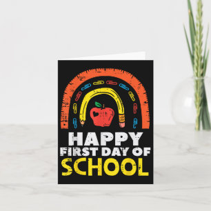 Tarjeta Apple Rainbow Happy First Day Cute Teach