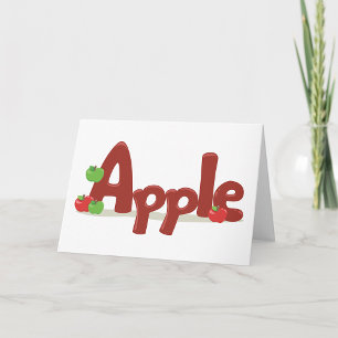 Tarjeta Apple Word Art con manzanas rojas y verdes