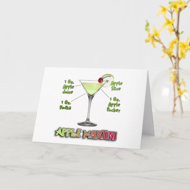 Tarjeta Appletini aka Apple Martini Cocktail Recipe Art (flor amarilla)
