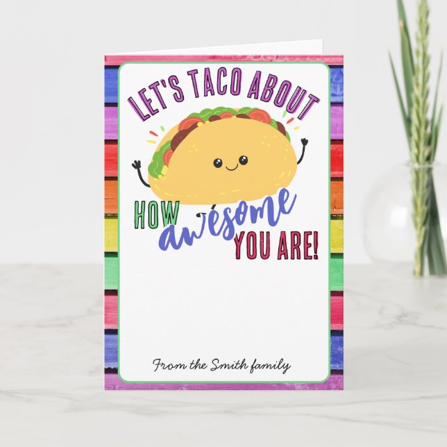 Tarjeta Apreciación del profesor deja que taco sobre tarje (Anverso)