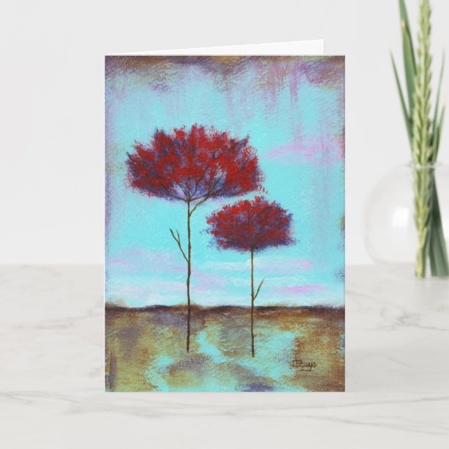 Tarjeta Apreciados, abstractos paisajes artísticos de árbo (Anverso)