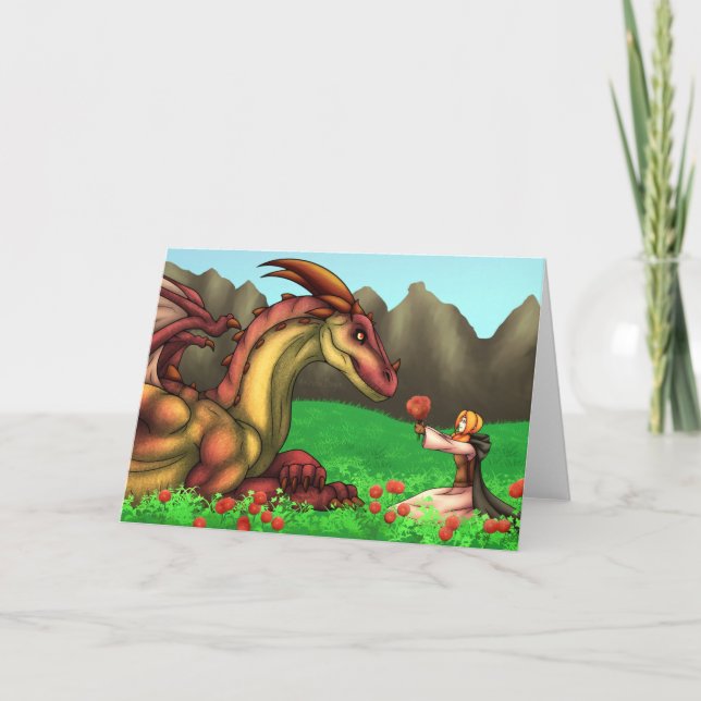 Tarjeta Apreciando un dragón (Anverso)