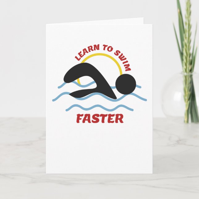 Tarjeta Aprenda a nadar más rápido - Diseño de los nadador (Anverso)
