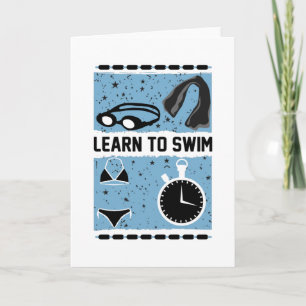Tarjeta Aprende a nadar con este precioso diseño