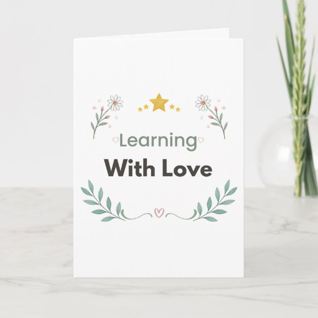 Tarjeta Aprendiendo Con Amor Floral Docente  (Anverso)