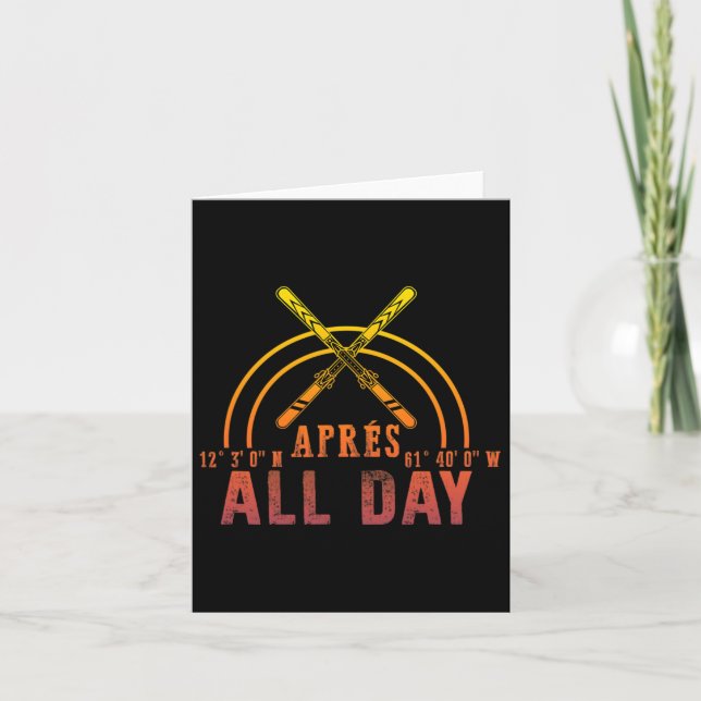 Tarjeta Après All Day Snowboarding Retro Winter Skiter Par (Anverso)