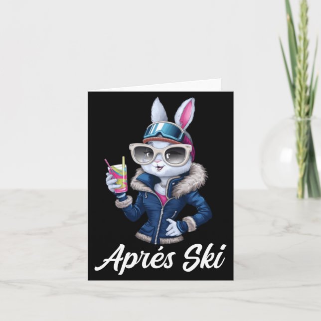 Tarjeta Apres Ski Hat Party Design Ski Bunny Skier Outfit  (Anverso)