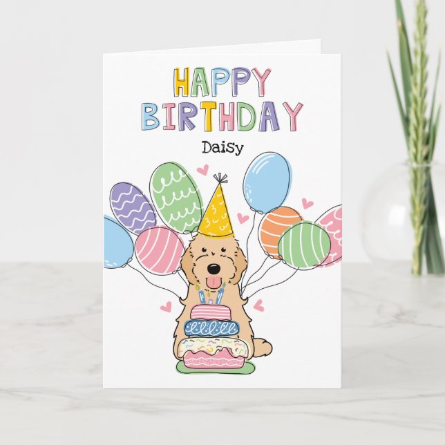 Tarjeta Apricot Cockapoo Cavapoo Perro Feliz cumpleaños (Anverso)