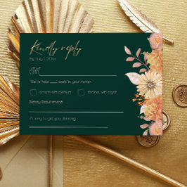 Tarjeta Apricot Emerald Flower Boda