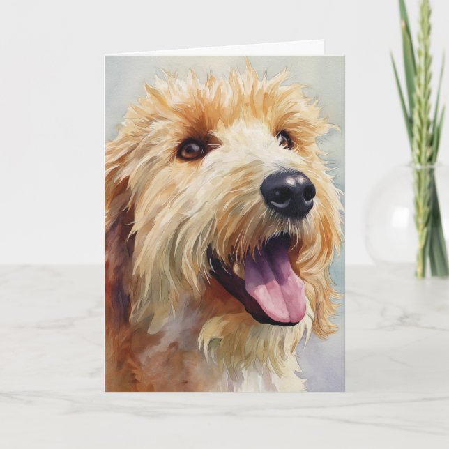 Tarjeta Apricot golden doodle watercolor (Anverso)
