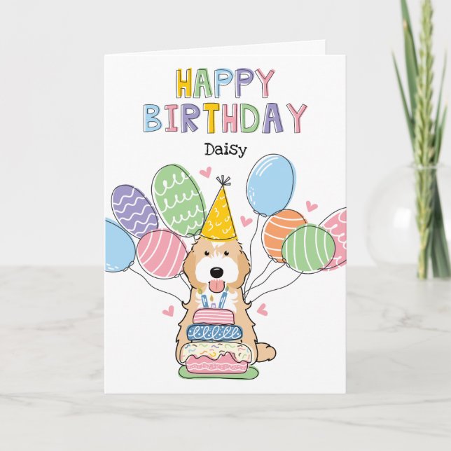 Tarjeta Apricot Tuxedo Cockapoo Cavapoo Perro Feliz cumple (Anverso)