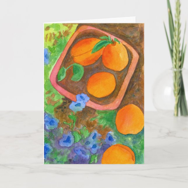 Tarjeta Apricots Flores acuáticas de frutas Felices Cumple (Anverso)
